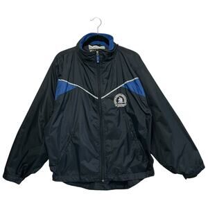Woodlake Boston Marathon 2004 Windbreaker Jacket Vintage Men's Sz L Black Blue
